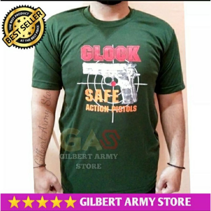 GILBERT ARMY STORE-grosir kaos pria Army Glock- Kaos daleman Militer  pendek-kaos Army keren