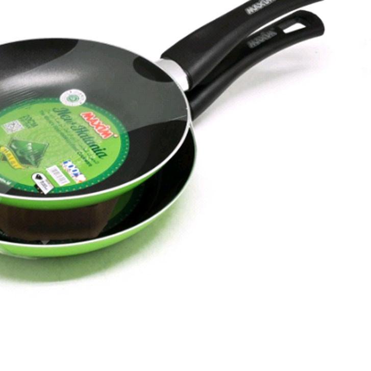 ➦ Maxim Halania Wajan Panci Teflon Anti Lengket Penggorengan 2 Pcs Set (18 cm + 22 cm) - Hijau ✳