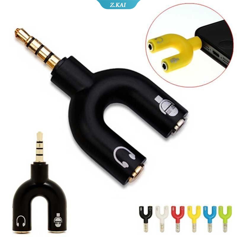 Adapter Konverter Splitter Jack Audio 3.5mm Stereo Tipe U 2 Arah Untuk Microphone