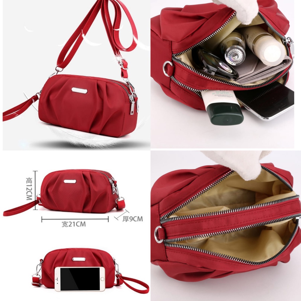 TAS SELEMPANG WANITA ANTI AIR MERAH MASONA TA654R1 PREMIUM SLING BAG PESTA KECIL CEWEK KOREA MURAH FASHION REMAJA KEKINIAN BRANDED BATAM IMPORT