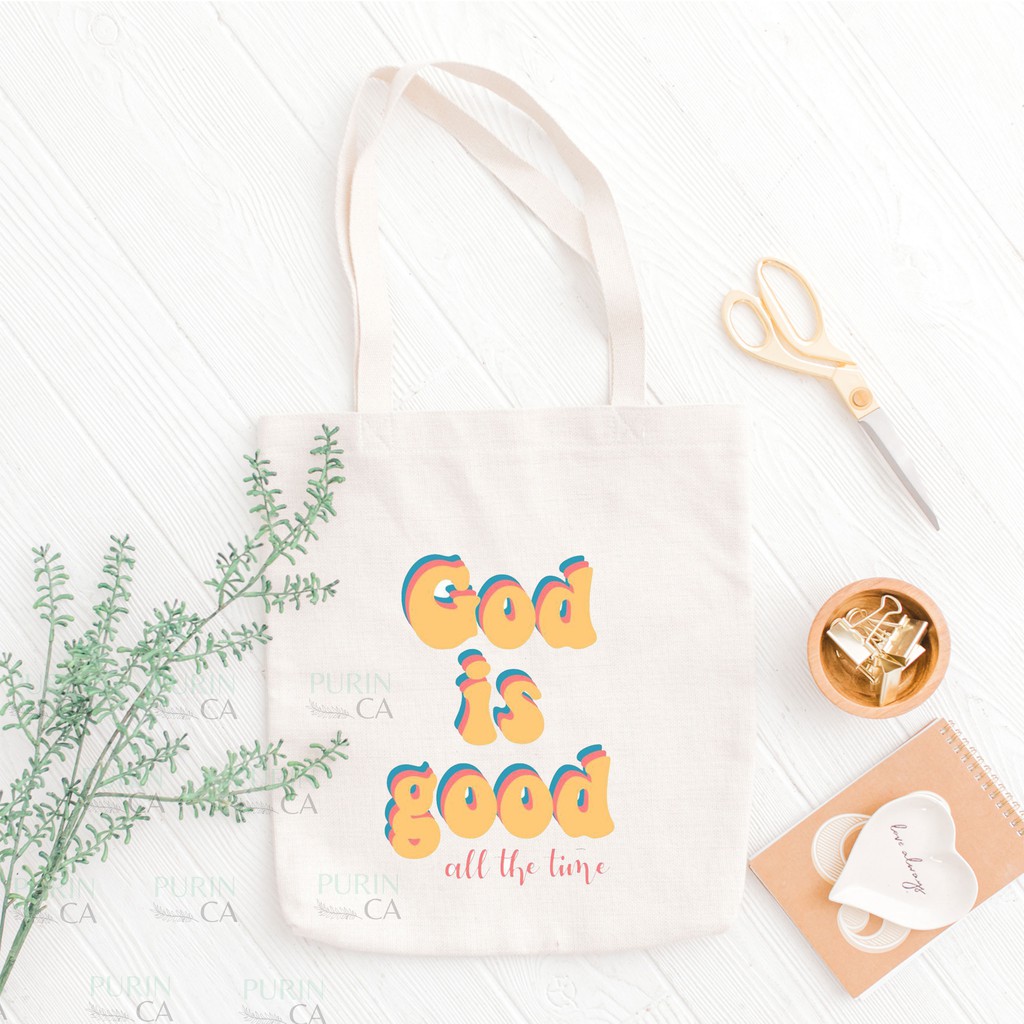 Tote bag Kanvas Motif Quotes God Is God