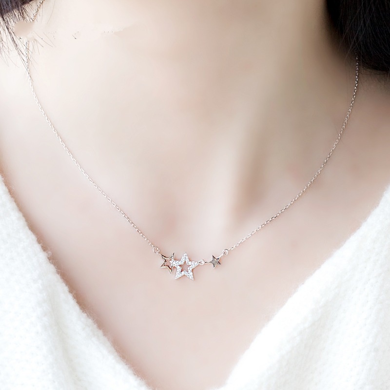 [Ready Stock]Fashion Diamond-Studded Necklace XINGX Clavicle Chain Simple Necklace