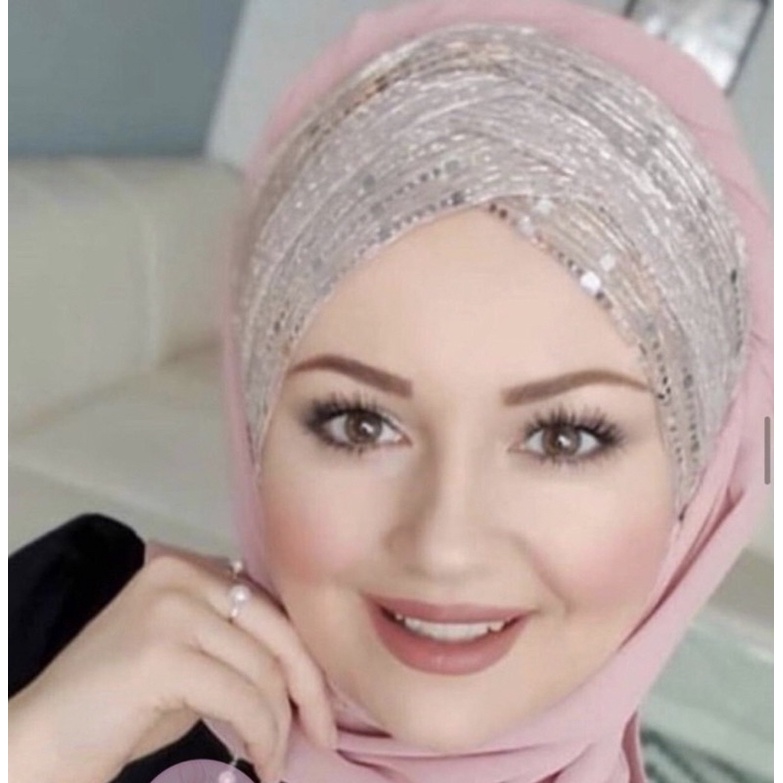 Pasmina pashmina instant ungu pink silver hitam gold cantik mewah differenza blink kilap payet Turki