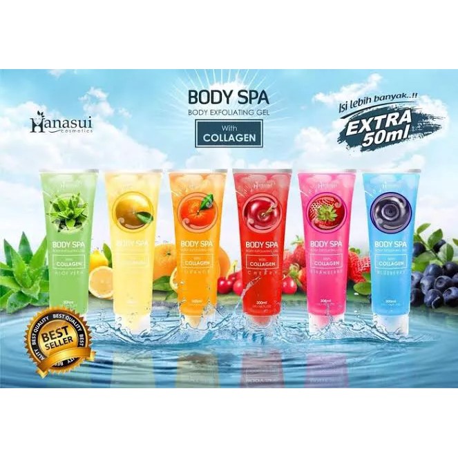 HANASUI Body Spa Exfoliating Gel Aloe Vera | Lemon | Orange | Cherry | Strawberry | Blueberry | Rainbow | Coffee | Rice | ❤ jselectiv ❤ Gel Perontok Daki HANASUI ORI✔️BPOM✔️COD✔️