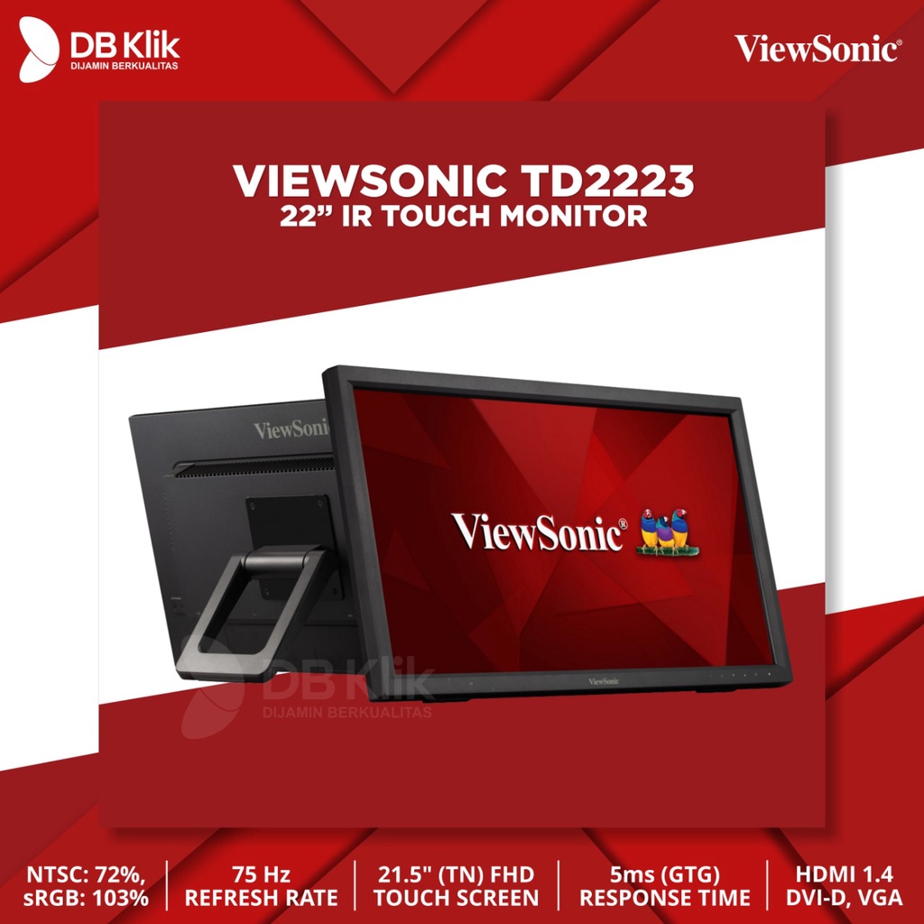 LED Monitor Viewsonic TD2223 21.5 Inch Full HD IR Touch VGA HDMI DVI-D