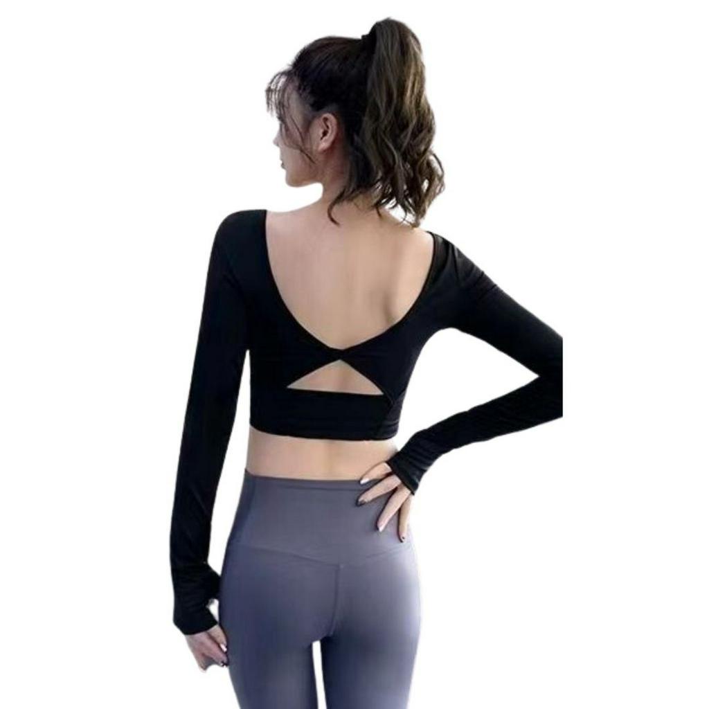 INSPORT - Baju T-shirt Kaos Atasan Lengan Panjang Crop Top Gym Fitness Yoga Olahraga Wanita Premium 