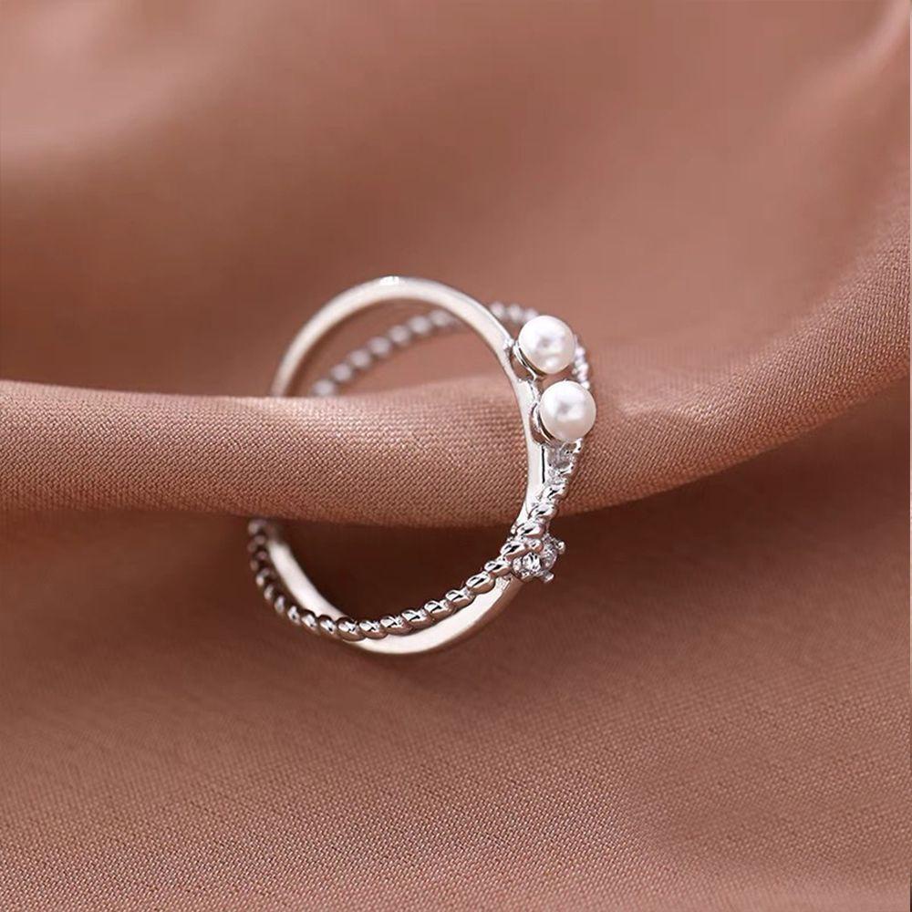 Mxbeauty Cincin Gaya Korea Gadis Ins Double-layered Minimalist Temperamen Adjustable Rings