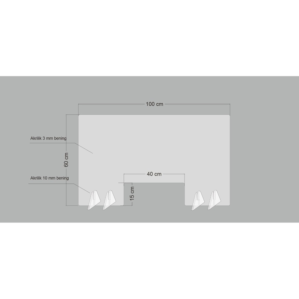 SEKAT/PARTISI/PEMBATAS AKRILIK ukuran 100 x 60 cm