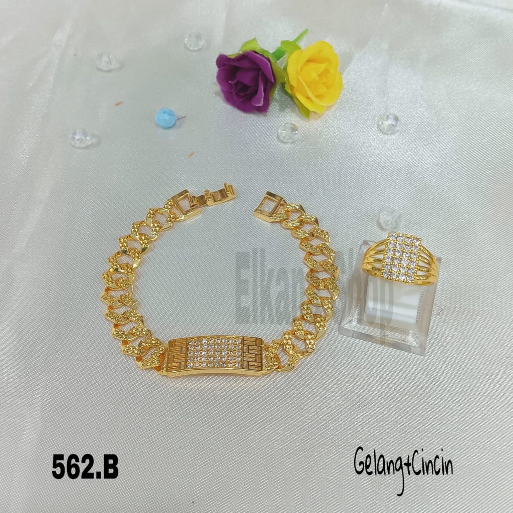 SET GELANG PLAT KOTAK PANJANG SUPER BERKELAS PERHIASAN ANTI KARAT&amp;ANTI LUNTUR