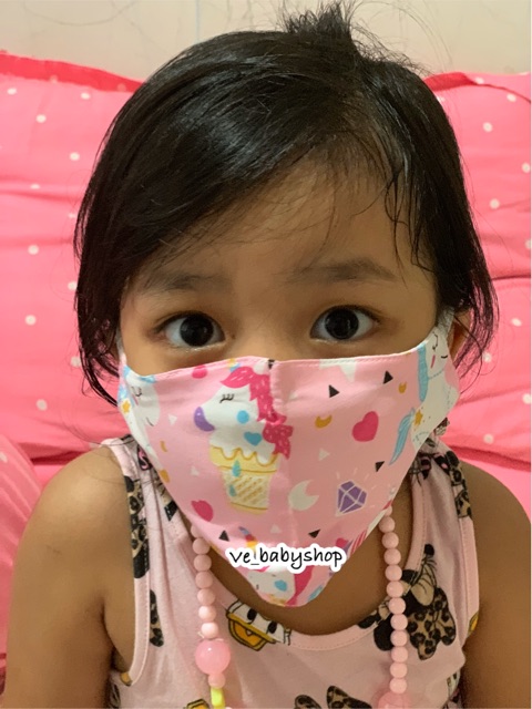 Masker kain ANAK earloop 2 lapis motif random