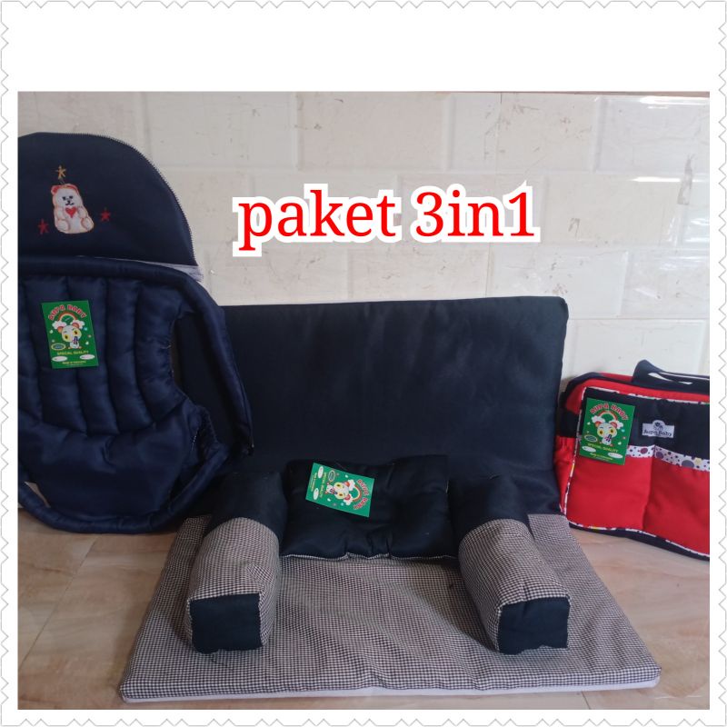 paket 3in1 Tas bayi SP matras dan gendongan depan bordir