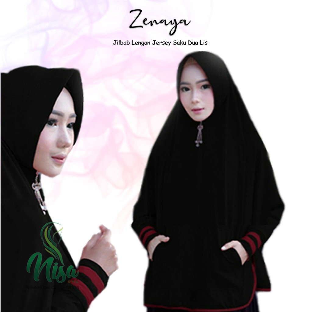 Jilbab Lengan Zenaya Saku Dua Hijab Tangan Bergo Khimar Jersey