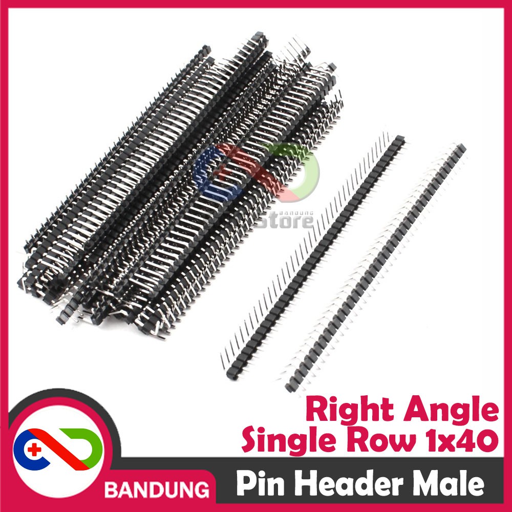 PIN HEADER STRIP MALE SINGLE ROW 1X40 2.54MM RIGHT ANGLE L SHAPE