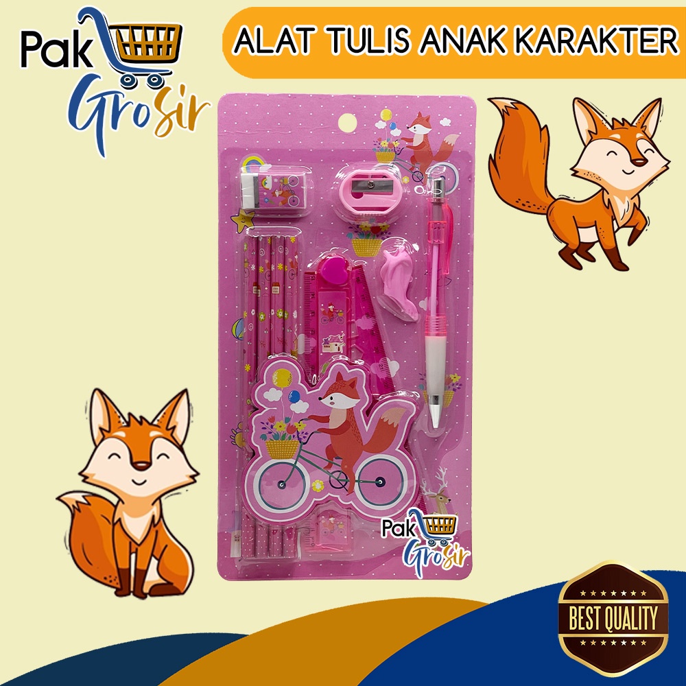 Jual Alat Tulis Pensil Penghapus Serutan Set Stationary Karakter ...