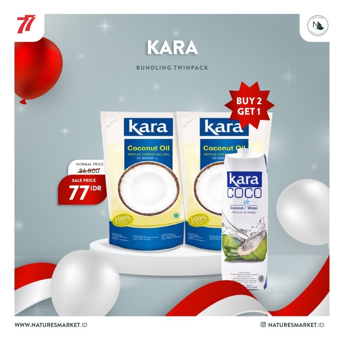 

Kara Coconut Cooking Oil 1L(2pcs) FREE Coconut Water