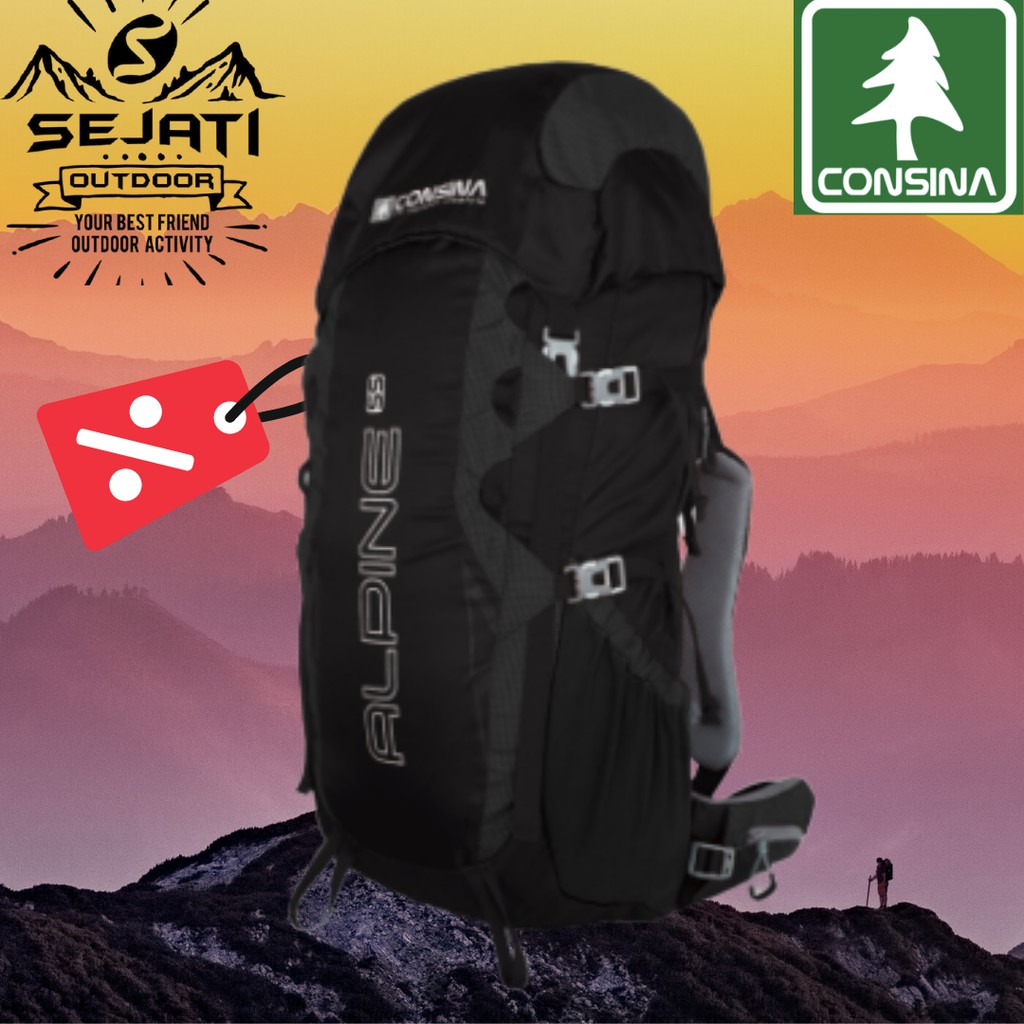 Tas Gunung Carrier Consina Alpine 55L Original hitam