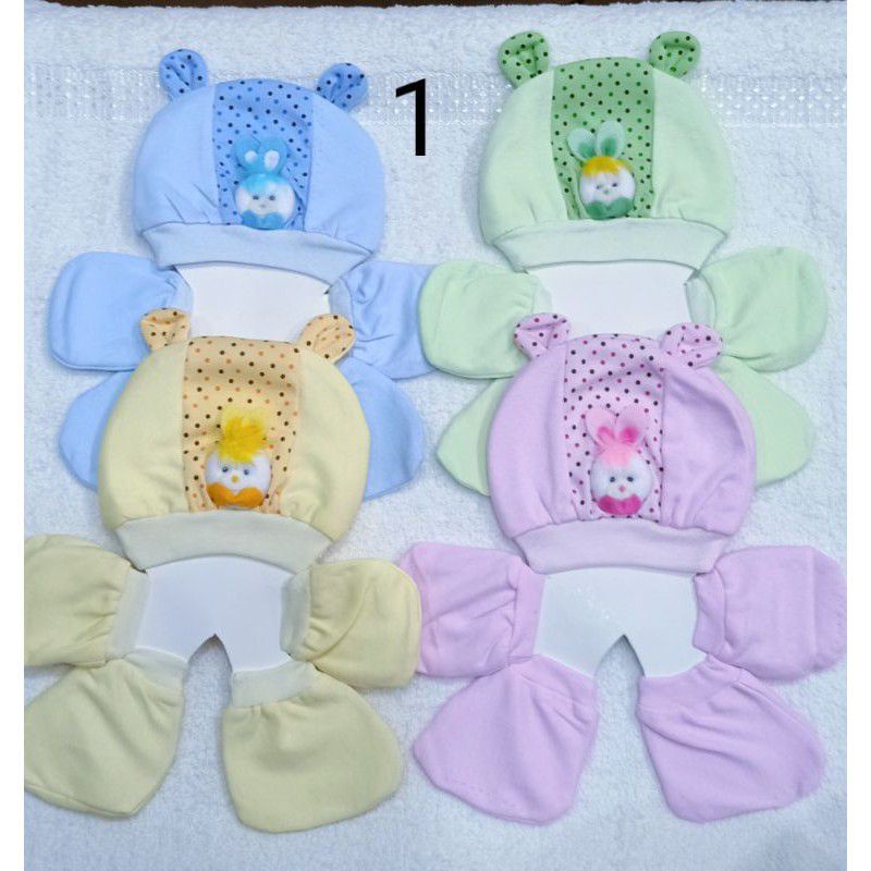 1 set sarung tangan kaos kaki bayi dan topi bayi / set topi+kaos kaki+sarung tangan