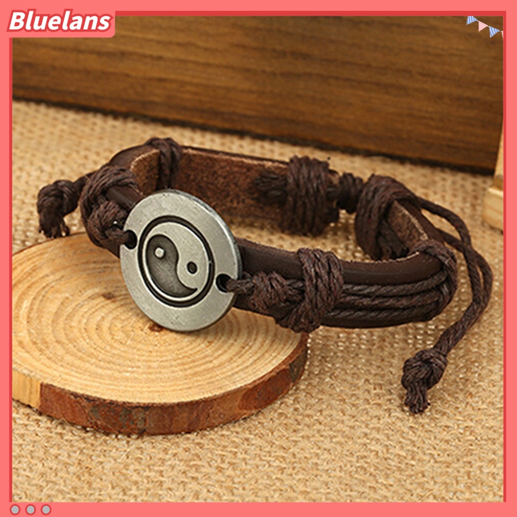 Bluelans Unisex Eight Diagram Faux Leather Rope Weave Charm Infinity Multilayer Bracelet