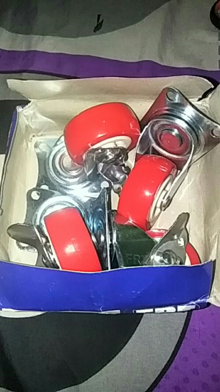 Roda Troli Kulkas Lemari Meja Kecil Karet Nilon Rem 2 Inch Merah