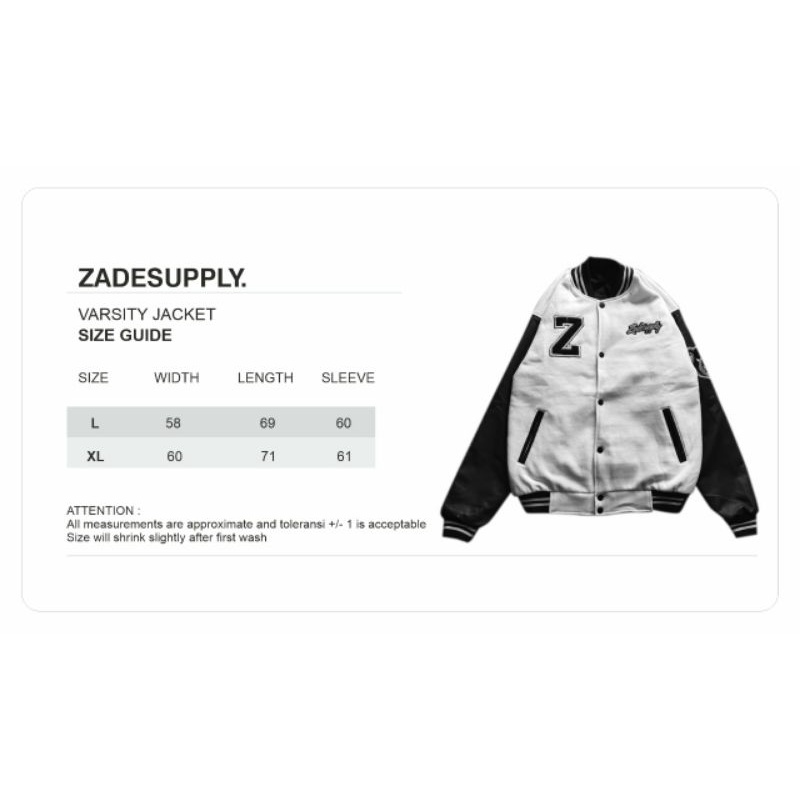 JAKET BASEBALL VARSITY NEW ARIVALL BRANDED ZADE SUPPLY ( free sticker. ) ~ jaket pria