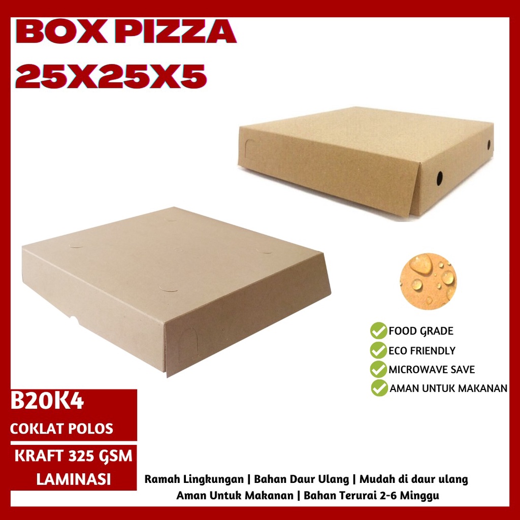 Box Pizza Dus 25x25x5 Tebal 325 Gsm Laminasi (B20K4-25X25X5 Cm)
