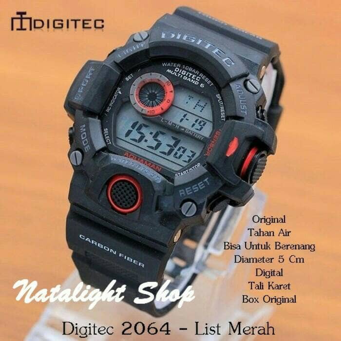 JAM TANGAN DIGITEC 2064 PRIA ORIGINAL LIST MERAH