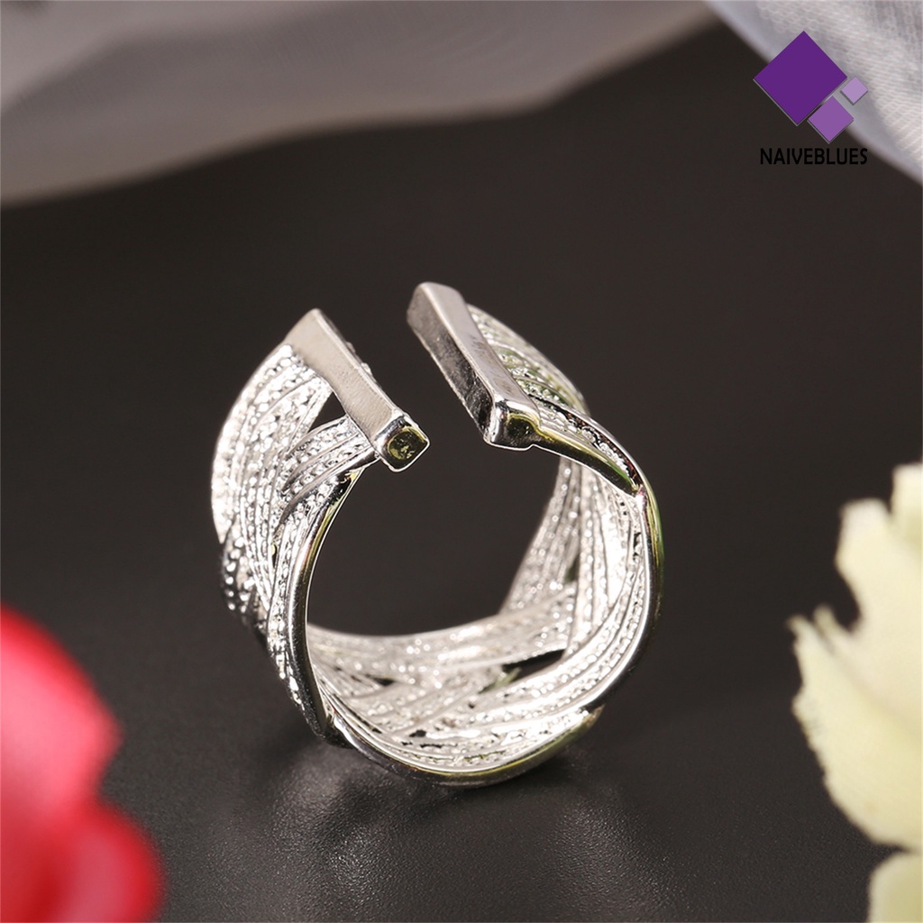 Cincin Model Terbuka Bahan 925 Silver Plated Untuk Wanita