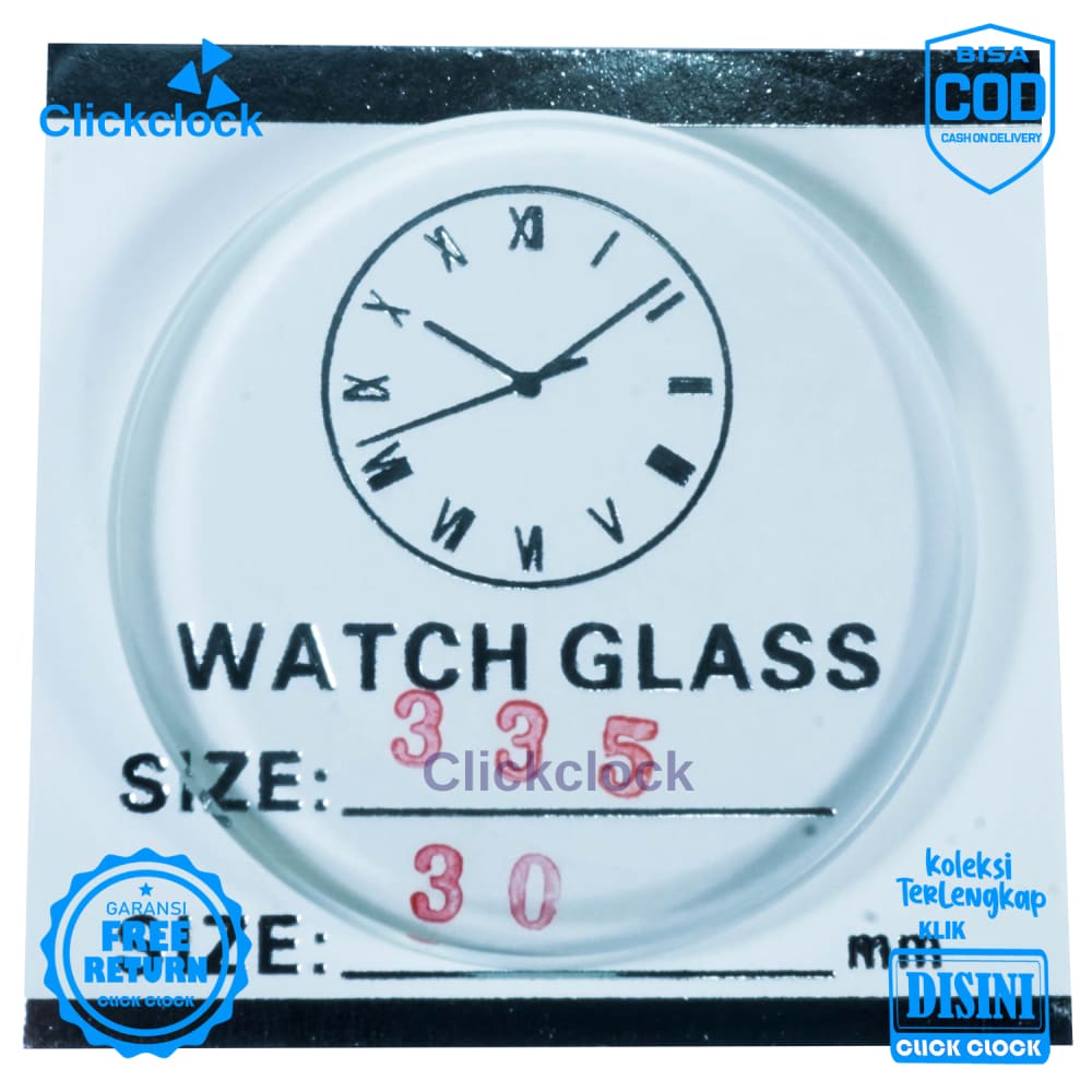 Kaca Jam Kaca Bahan Watch Glass PNC-340 Murah 3,4 cm