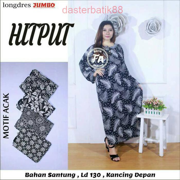 DASTER BATIK Longdress jumbo hitam putih