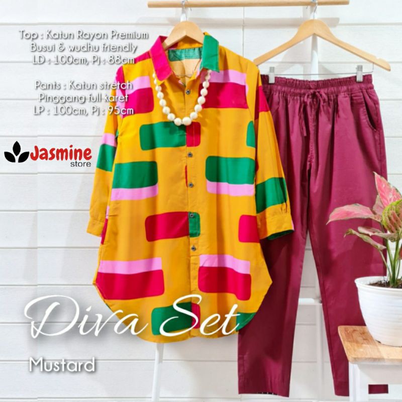 baju setelan celana wanita blouse katun DIVA SET