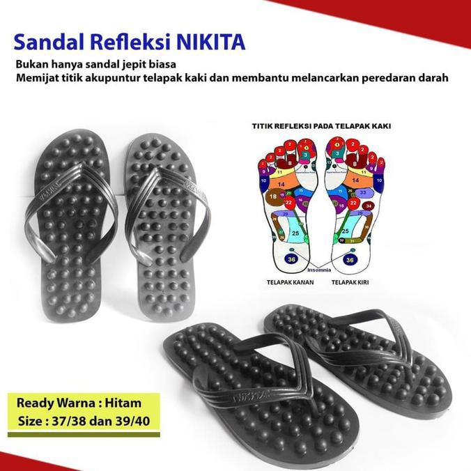 SANDAL JEPIT REFLEKSI TERAPI AKUPUNTUR NIKITA BB UK. 43/44 WARNA ACAK