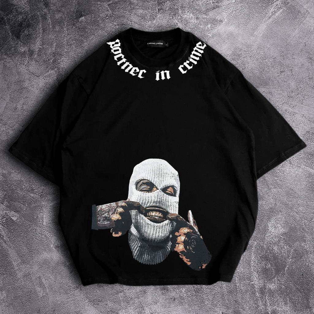 CASHA - ZSO OOTD Kaos Oversize AMIWA / OVERSIZE T-SHIRT "crime" / Kaos Oversize Wanita Kasual / Kaos