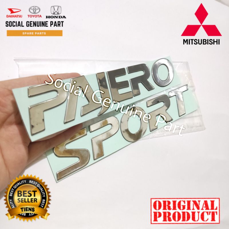 Emblem kap mesin Tulisan Pajero sport chrome Original