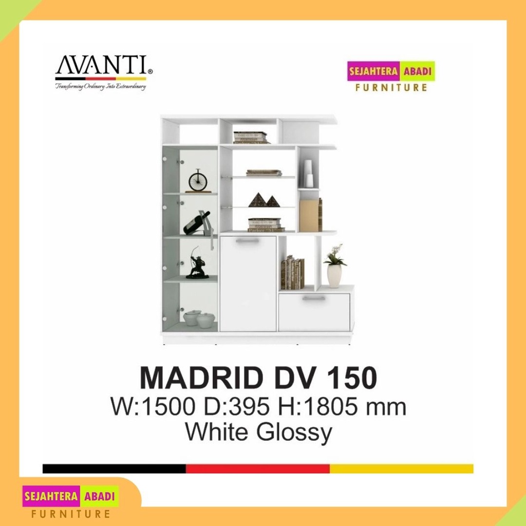 buffet, divider, penyekat ruangan DV150 white glossy avanti furniture