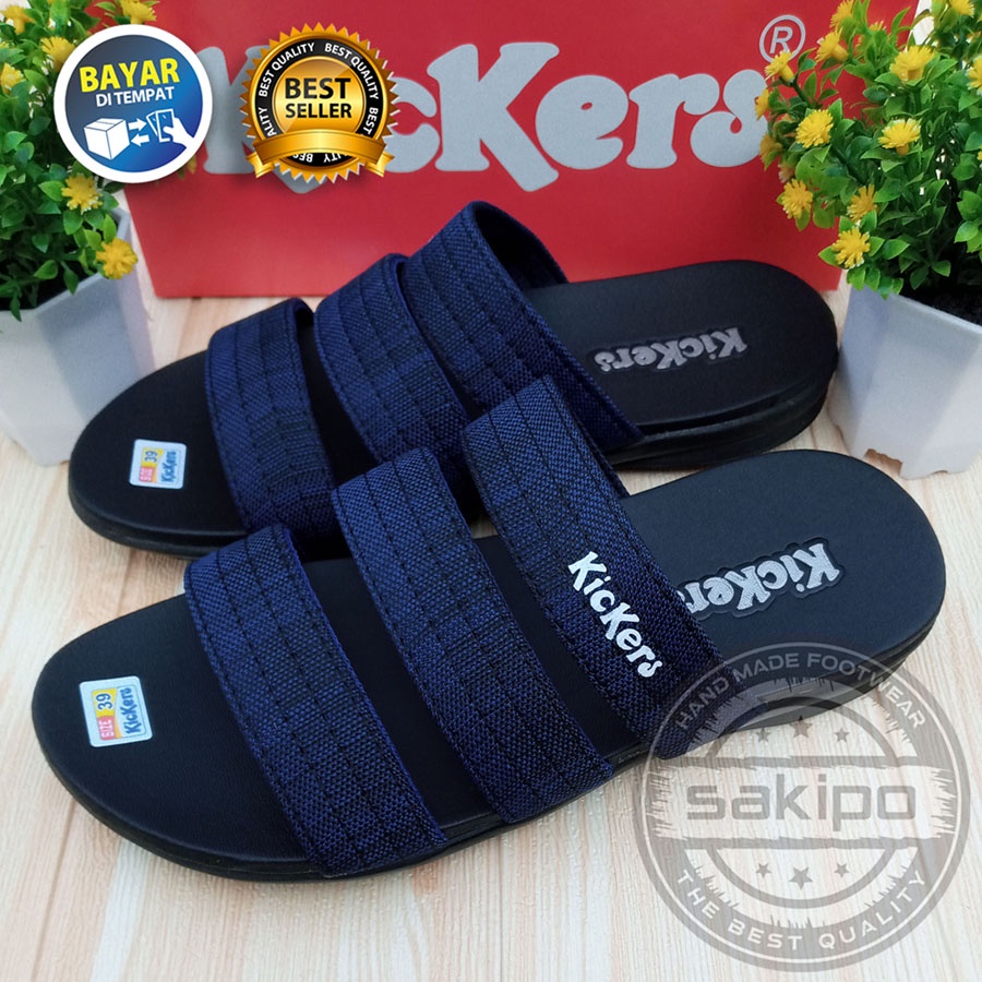 PROMO 8.8 SHOPEE MALL GREAT SALE MURAH LEBAY !! SANDAL PRIA DEWASA KICKERS SLOP BISBAN LURUS BIRU / SANDAL RINGAN TERBARU / SAKIPO