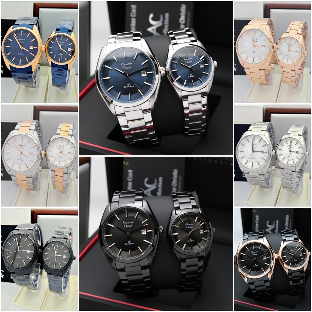 Jam Tangan Pria Wanita Pasangan Alexandre Christie AC 8648 MD LD Original