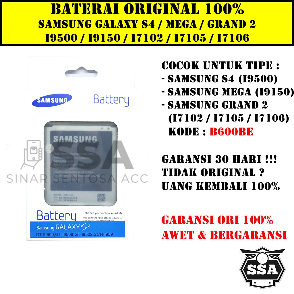 Baterai Original 100% Samsung Galaxy S4 I9500 Mega I9150 Grand 2 G7106 G7105 G7102 Batre Batrai ORI