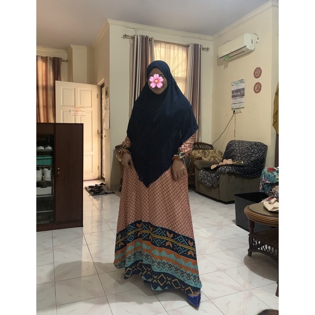 Setelan Gamis + Hijab warna Salem
