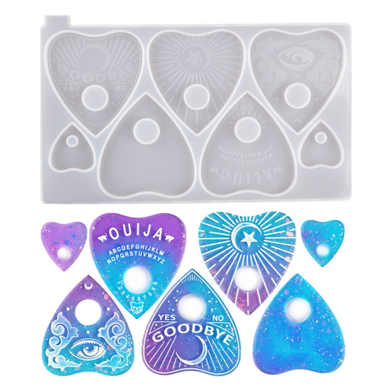 SIY  Gothic Witchcraft Board Heart Pendant Keychain Resin Mold Ouijas Planchette with Hole Silicone Resin Mold Art Crafts