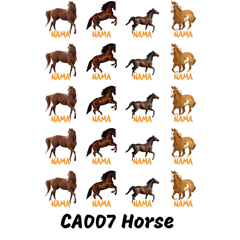 

Sticker Nama Cutting Label Waterproof Tahan Air Horse A (CA007)