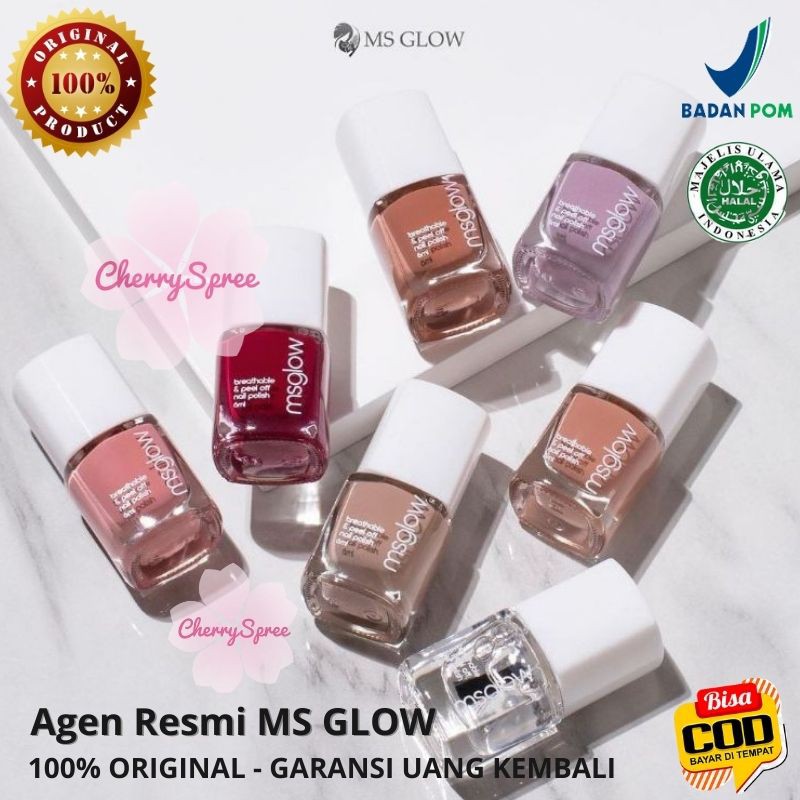 KUTEK MS GLOW HALAL Cat Kuku Tahan Air Peel Off MSGLOW Nail Polish Top Coat Waterproof Kutek Sholat 