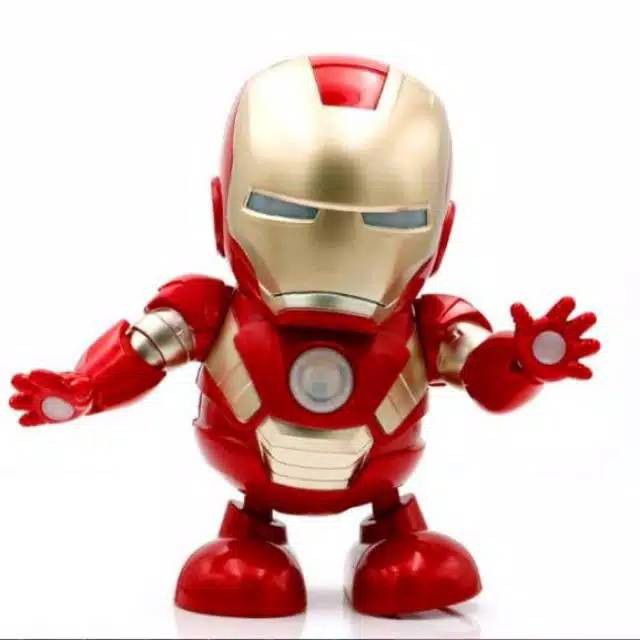 boneka ironman dancing ori ada led dimata nya