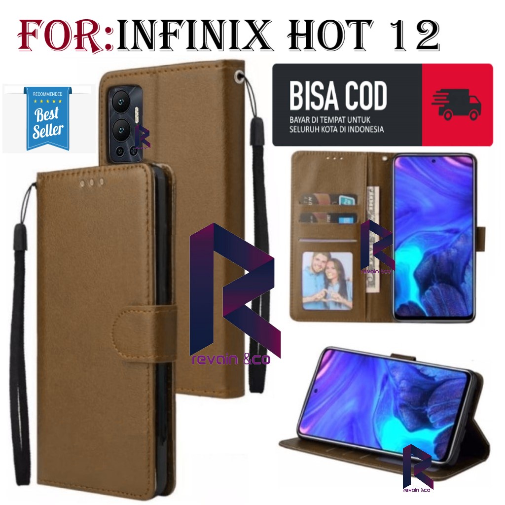 NEW INFINIX HOT 12 CASING DOMPET FLIP WALLET LEATHER KULIT PREMIUM SARUNG BUKA TUTUP FLIP CASE INFINIX HOT 12 TERBARU