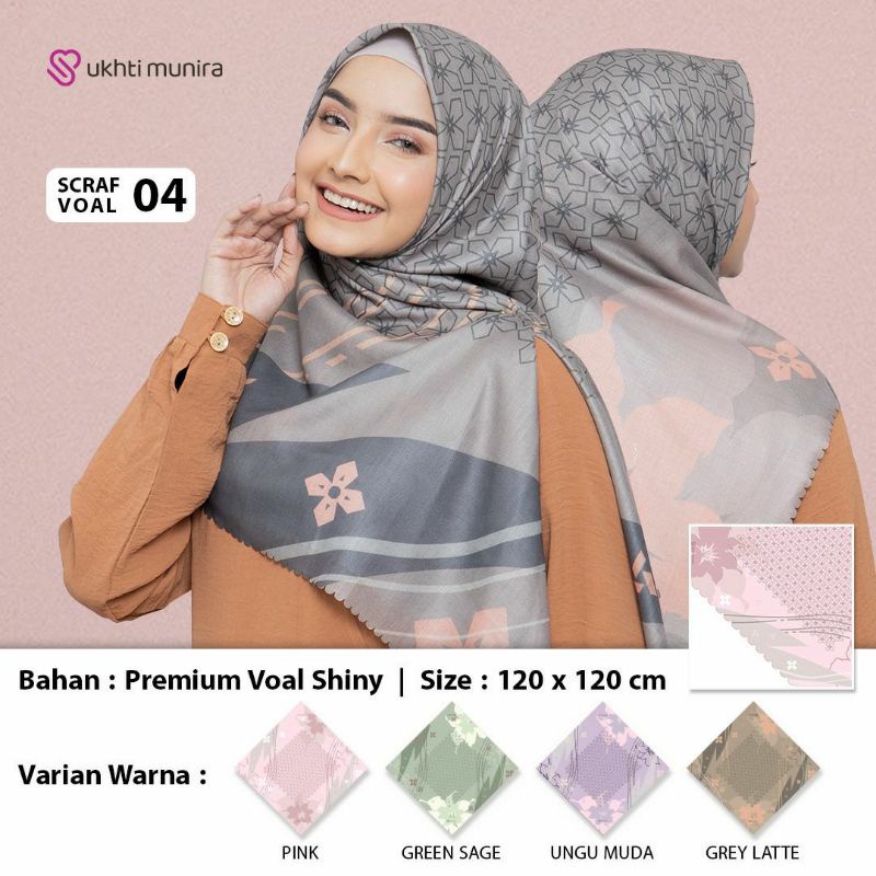 Mscarf UKHTI MUNIRA Jilbab Segiempat LIMITED Bahan Prenium Voal Shinny Hijab Segiempat Jumbo Lerudun