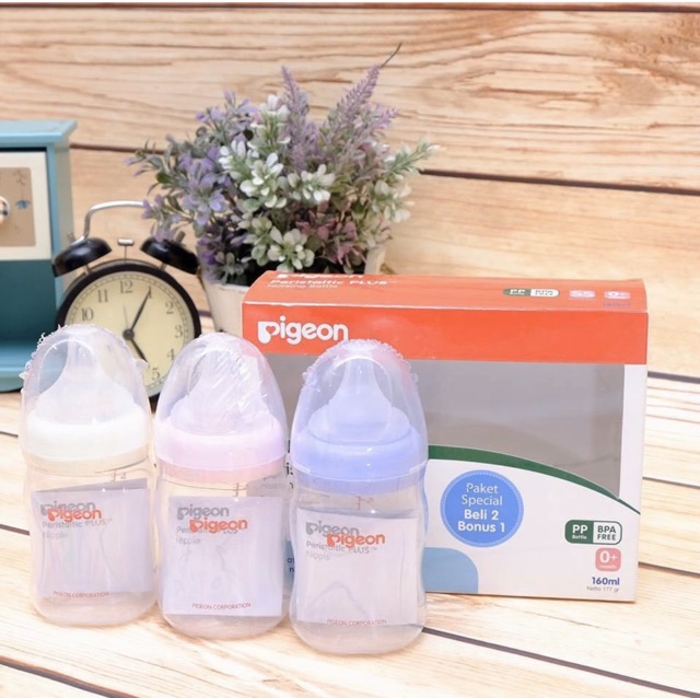 PIGEON BOTOL PP WIDE NECK Beli 2 Gratis 1 160 ml ( 3 Pcs ) - Pigeon Botol Susu