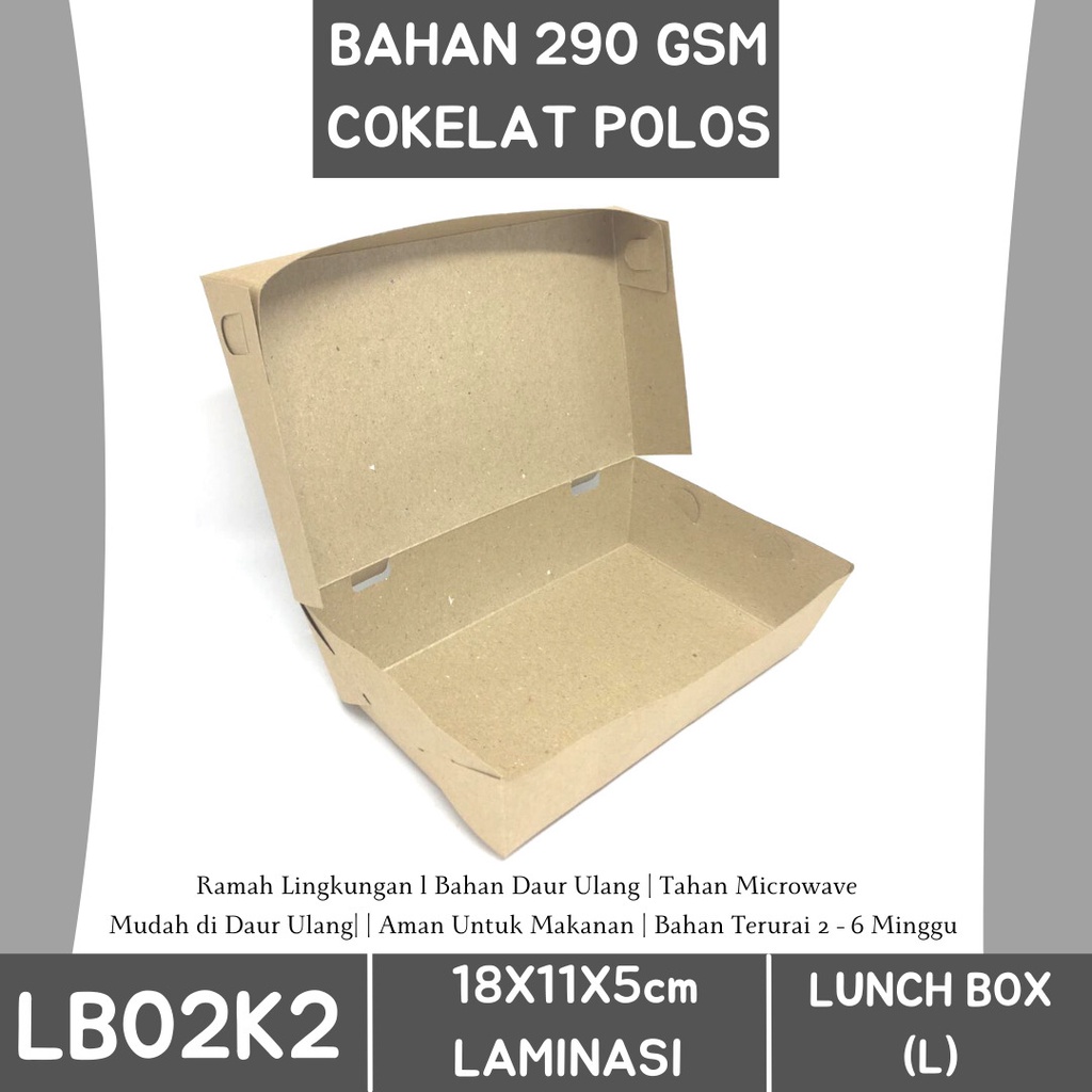 Paper Lunch Box Large Bahan 290 Gsm (LB2K2-18X11X5 Cm)