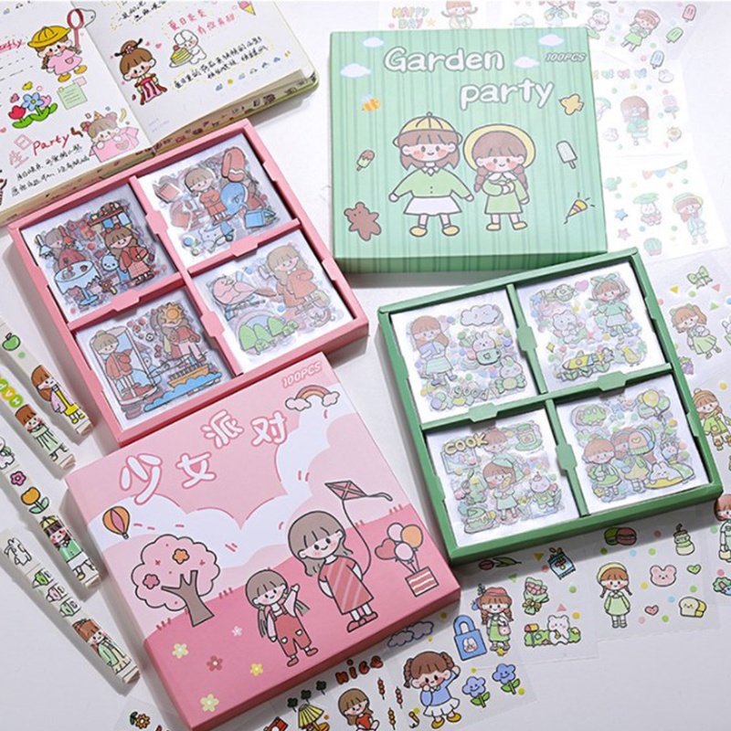 20 / 100 Lembar Stiker Desain Kawaii Untuk Dekorasi Scrapbook