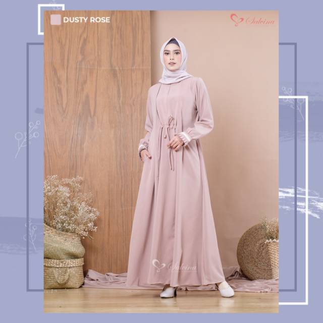 Zyva dress salvina , Gamis Rampel, Gamis Polos, Dress Kombinasi