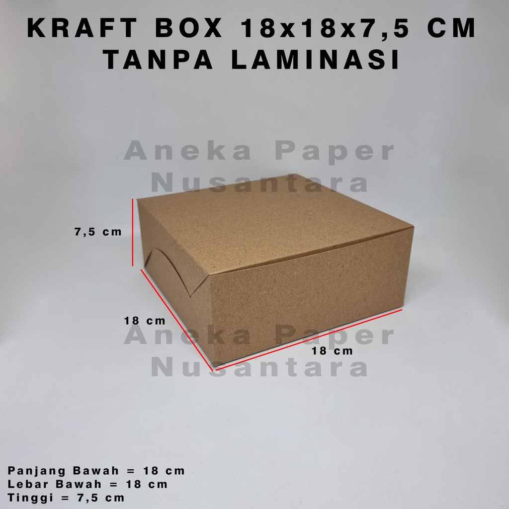 Kraft Paper Box Roti / Nasi 18x18x7,5 cm Tanpa Laminasi