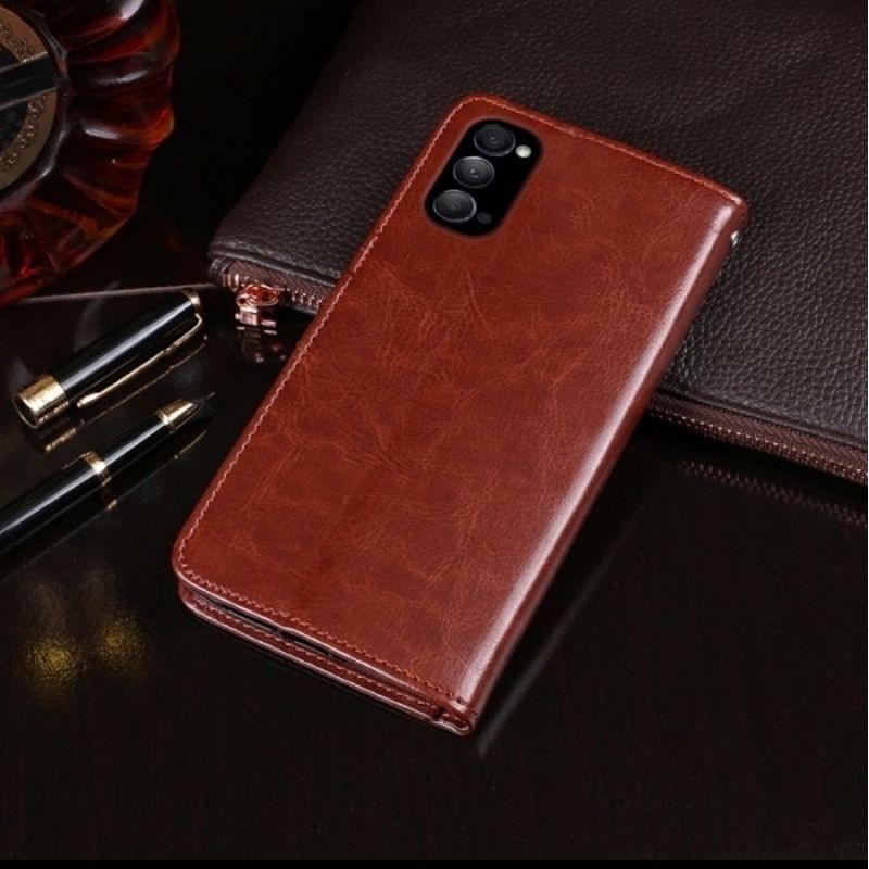 Oppo Reno 4 / Reno 4F / Reno4 Pro Flip Case Leather Cover Soft Case Kancing Model Kulit